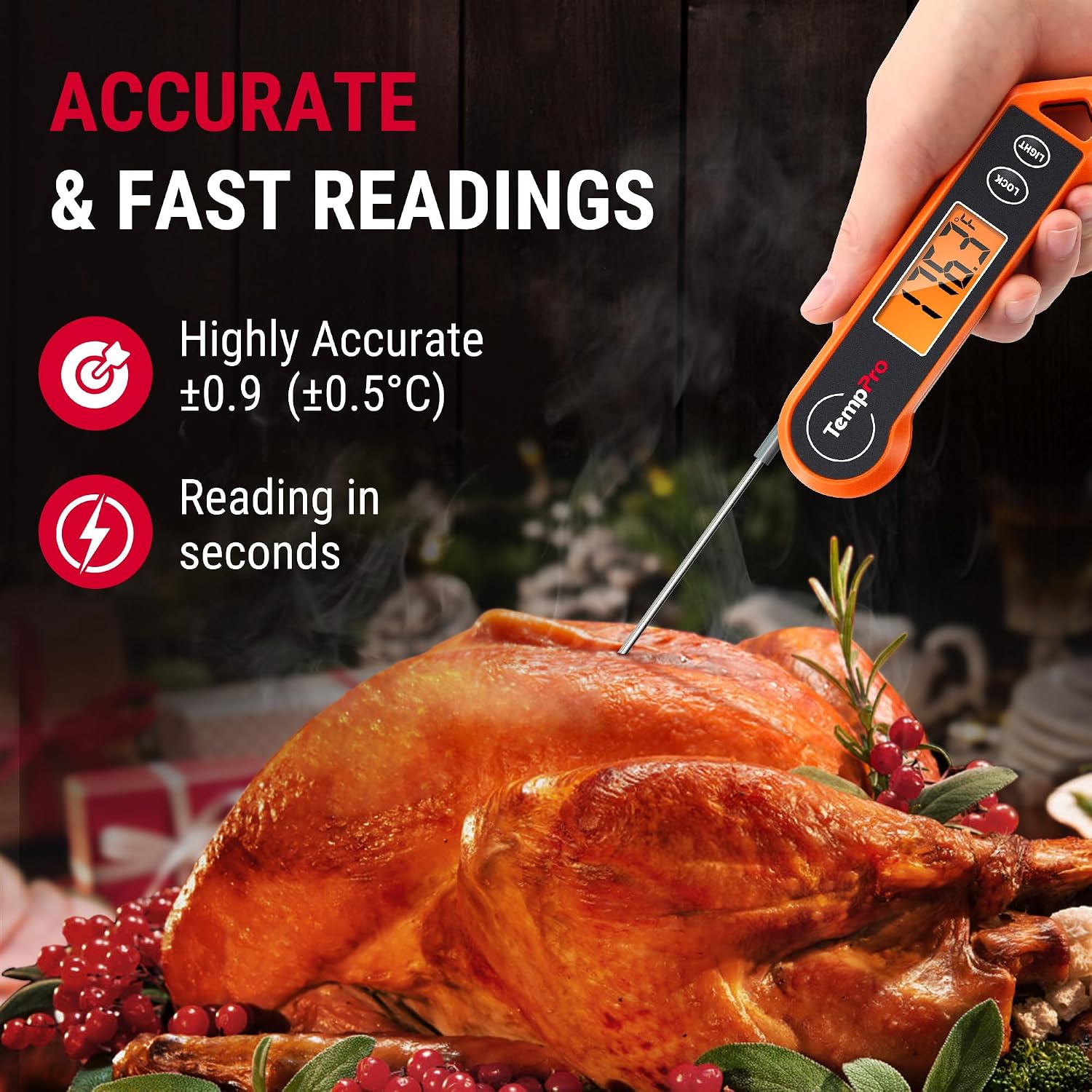 Thumbnail 5 de TempPro TempSwift 1 Sec Instant Read Meat Thermometer Digital