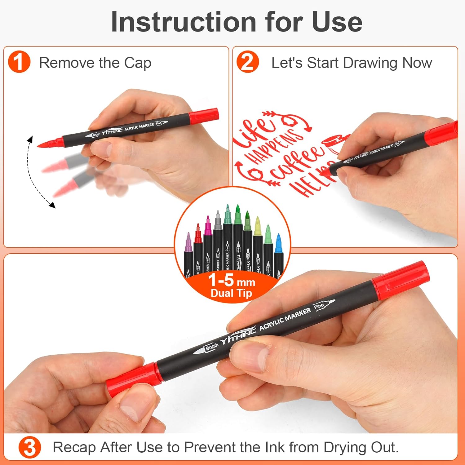 Thumbnail 2 de Acrylic Paint Pens, Dual Tip 72-Colour Set for Rock, Stone, Ceramic and More