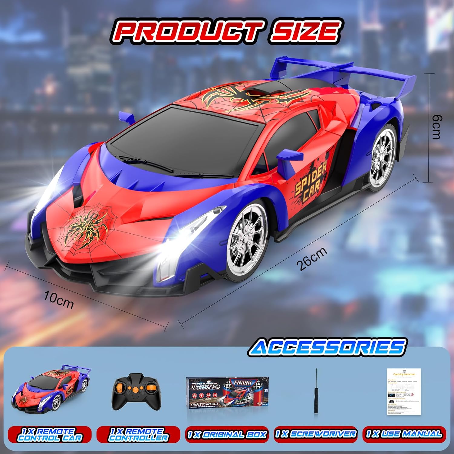 Detalle de FUIOCOCP RCY1114 Spider RC-auto 1:18, oplaadbaar en 2,4 GHz