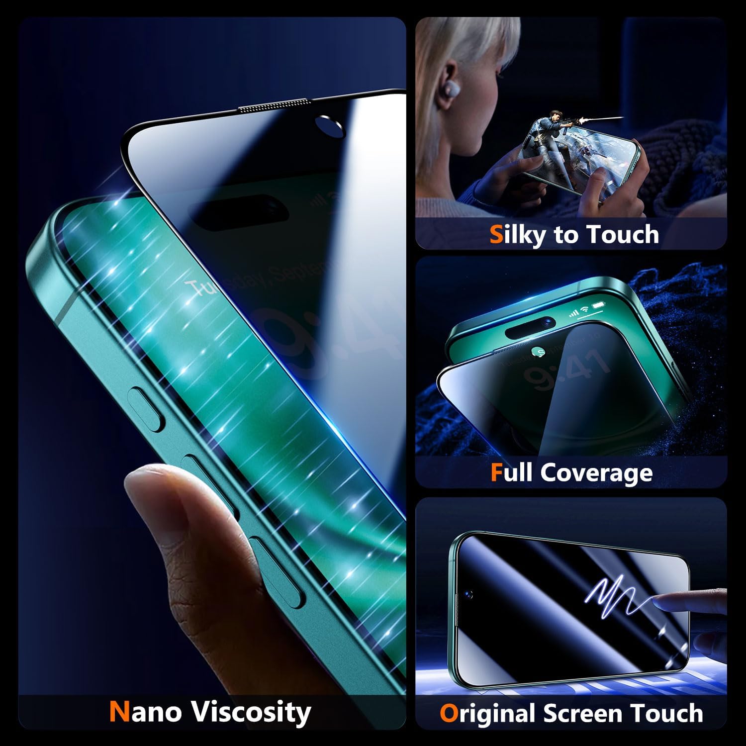 Thumbnail 4 de UniqueMe Privacy Screen Protector 2-pack for iPhone 15 Plus