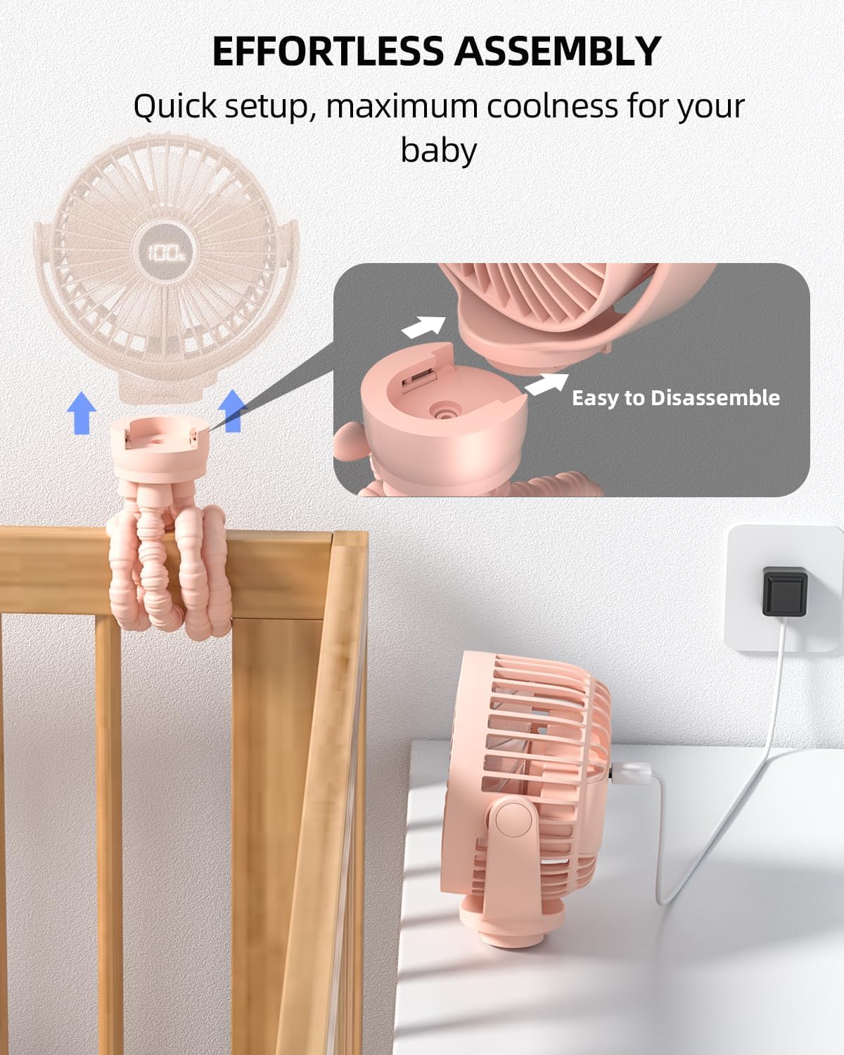 Detalle de Portable Stroller Fan with 360° Rotation