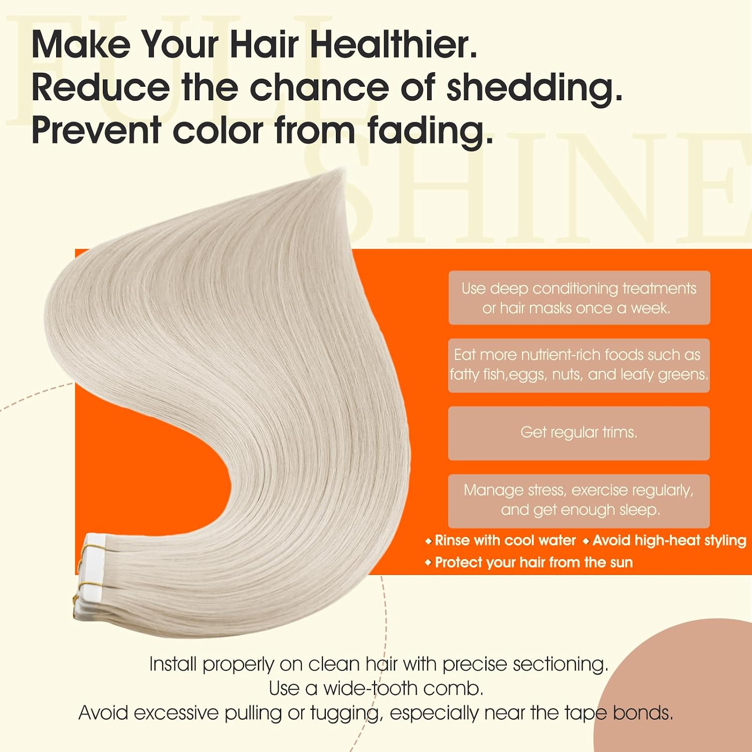 Detalle de Full Shine Tape-In Hair Extensions 61 cm 50 g