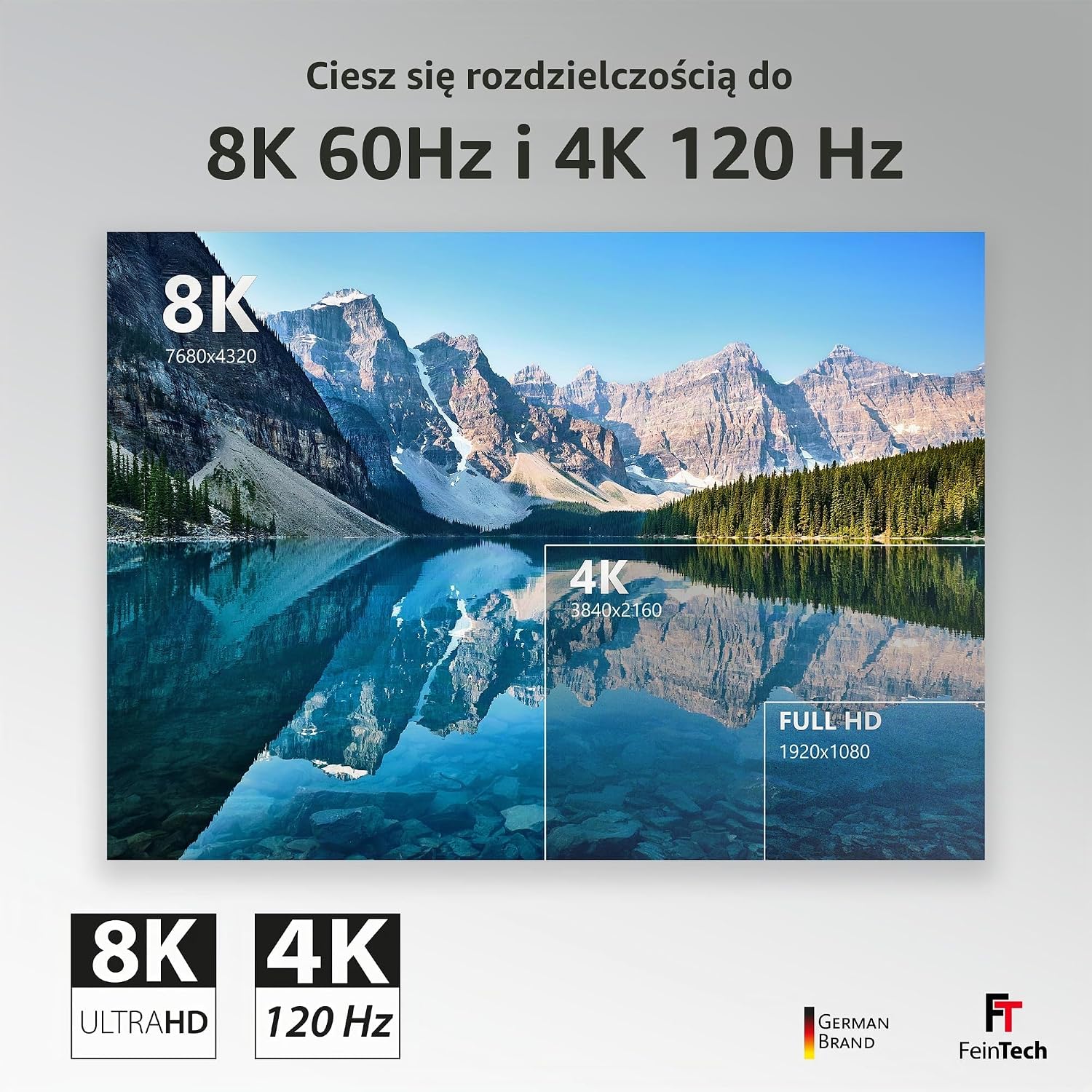 Detalle 2 de FeinTech VMI90120 hybrydowy kabel HDMI 12 m, światłowód, 8K 60 Hz, 4K 120 Hz