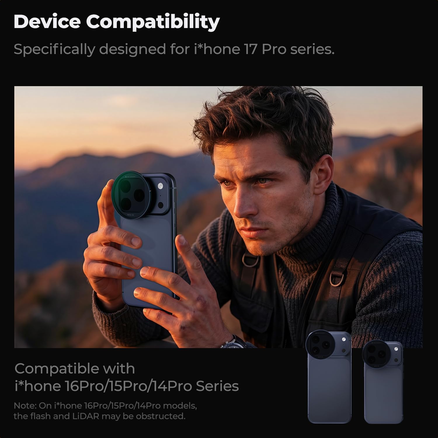Thumbnail 6 de K&F CONCEPT Snap-On ND2-32 Filter for iPhone 17 Pro/Max – Ultra-Lightweight, Snap-On Deco Mount