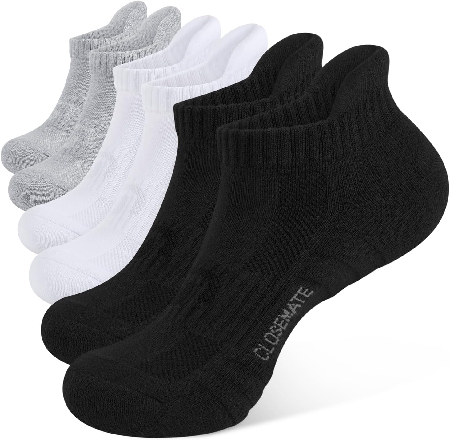 Thumbnail 6 de CLOSEMATE calzini sportivi donna sportivi da corsa, 6 paia in cotone con supporto arco e antiscivolo