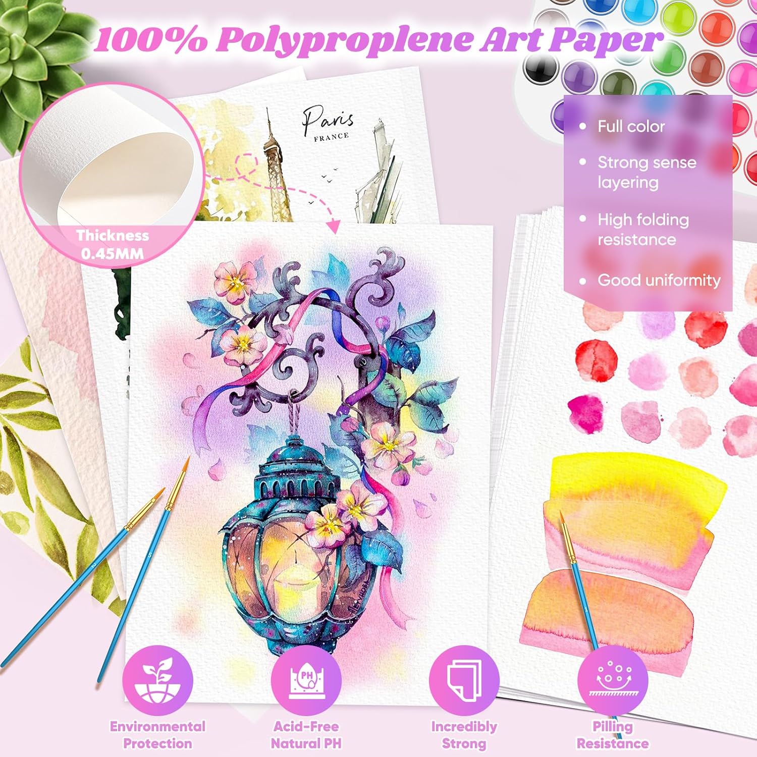 Thumbnail 2 de 100 Sheets Watercolor Paper 5"x7" 140lb Cold Pressed 🎨