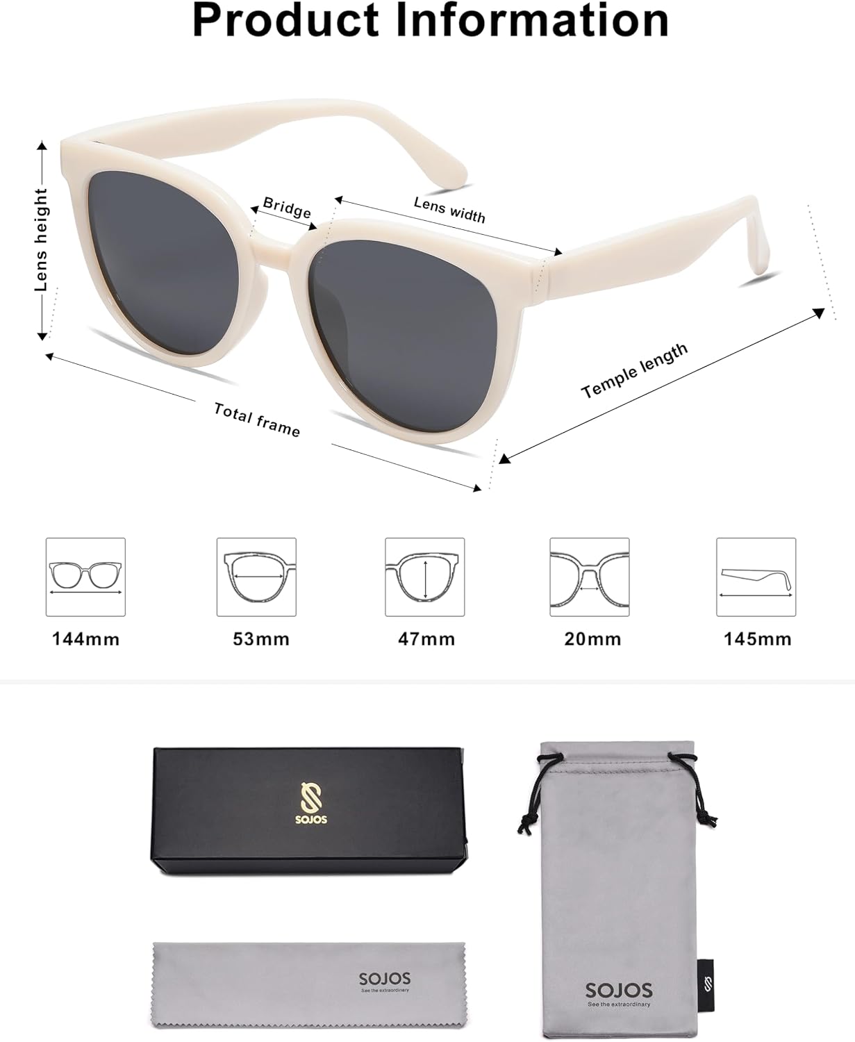 Detalle 1 de SOJOS Cat-Eye Polarized Sunglasses SJ2175