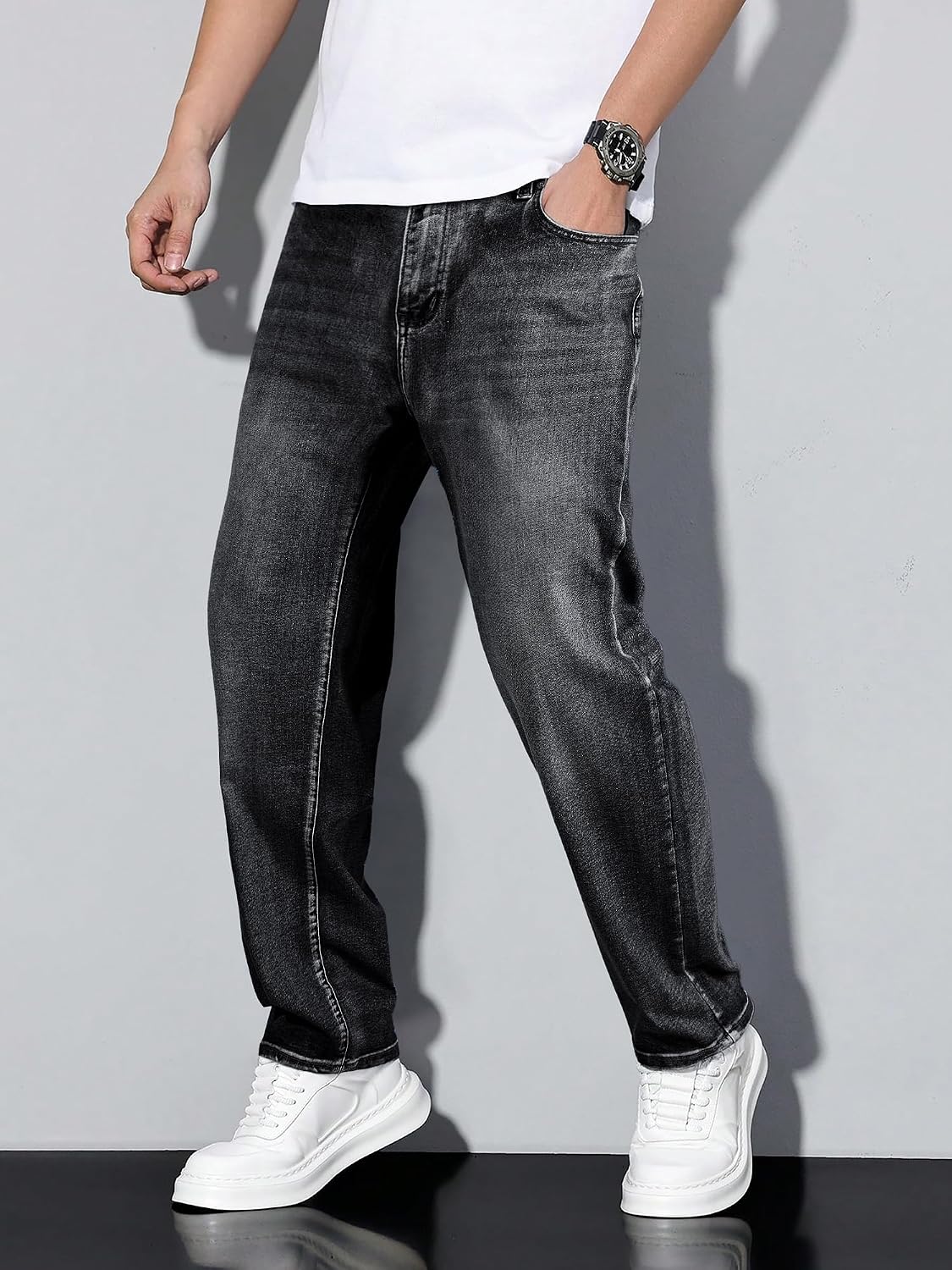 Thumbnail 2 de JMIERR Herren Baggy Jeans aus Baumwolle mit Stretch – Relaxed Fit Loose Fit im Vintage-/Y2K-Look