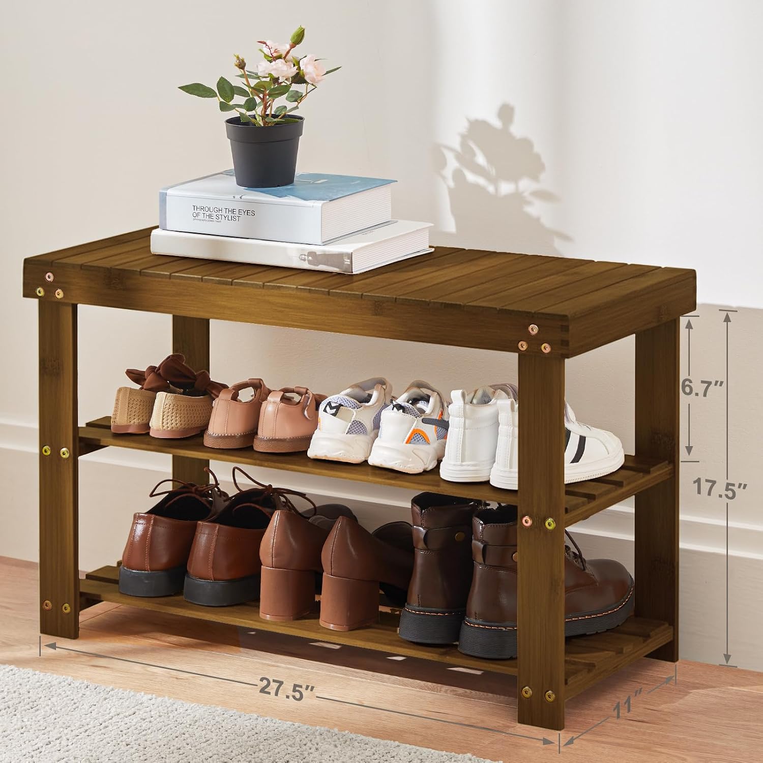 Thumbnail 2 de Pipishell 3-Tier Bamboo Shoe Rack Bench