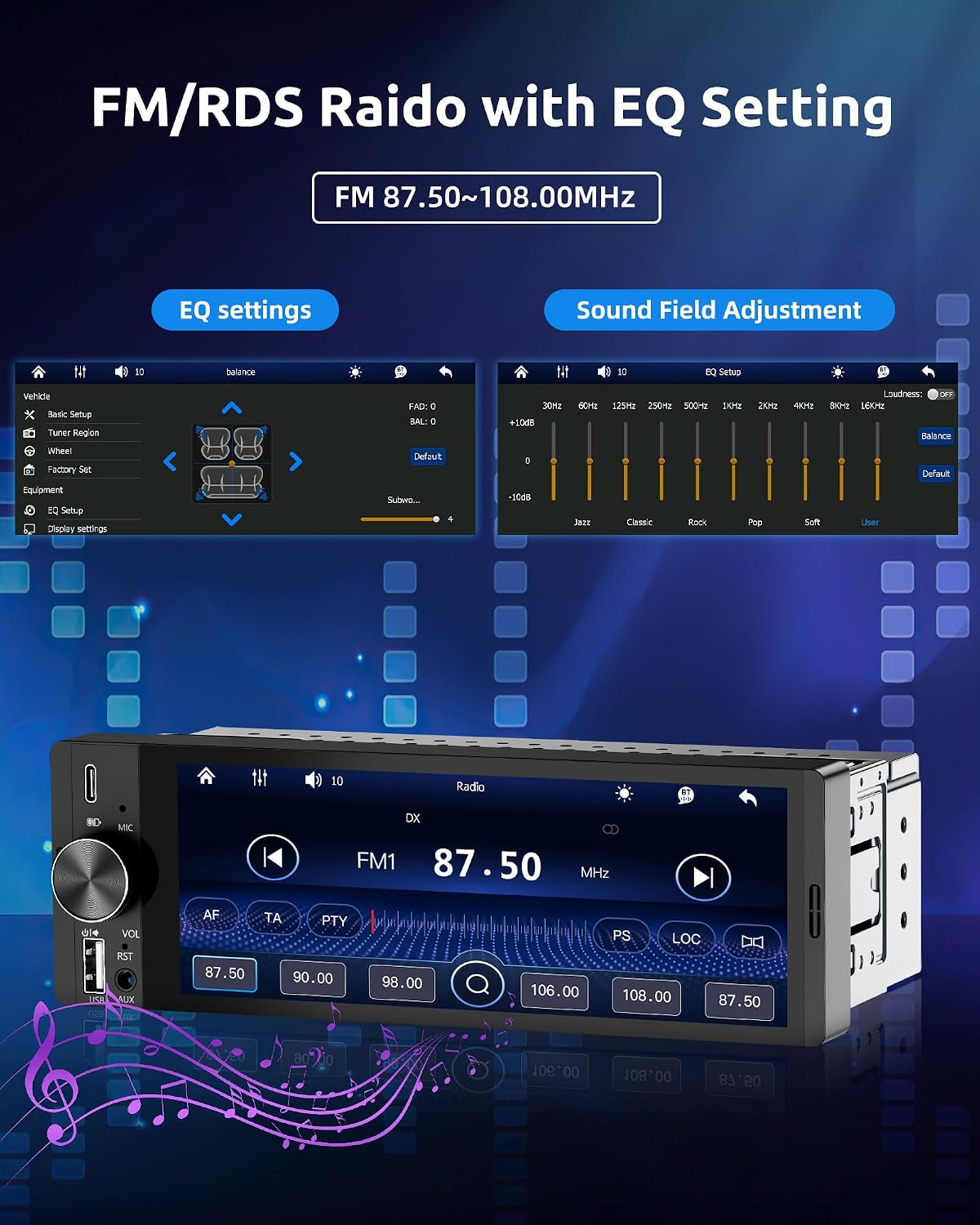 Thumbnail 5 de ESSGOO Single Din Car Stereo 6.36-inch