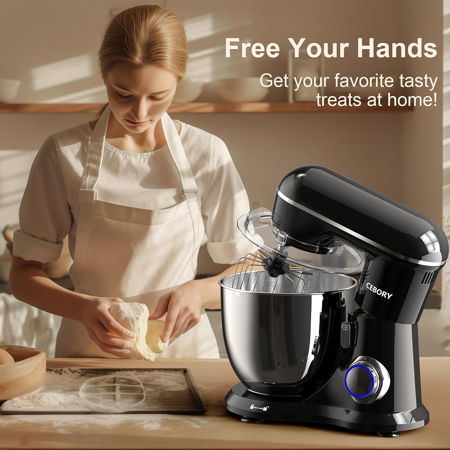 Thumbnail 5 de CEBORY 3‑IN‑1 Electric Stand Mixer with 6.5QT Bowl and 660W Power