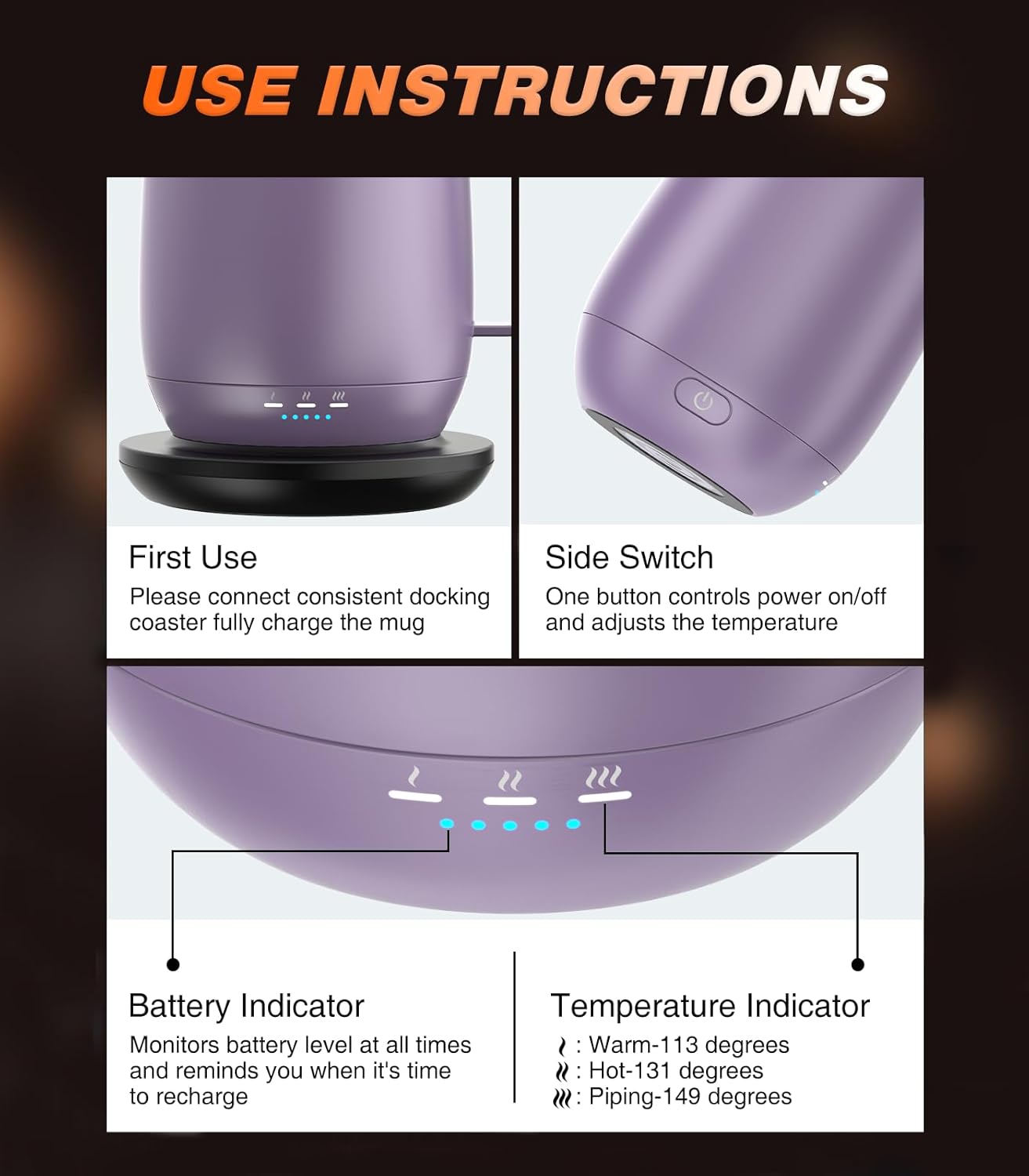 Thumbnail 2 de Kepwam Self Heating Coffee Mug T2 16oz, 150‑Min Battery