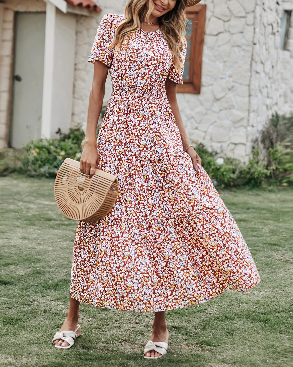 Thumbnail 5 de PRETTYGARDEN Women's Summer Casual Maxi Dress with Flutter Sleeves and Smocked Waist