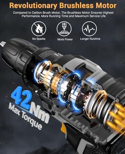 Detalle 2 de AKZWOXRO taladro atornillador sin escobillas 42 Nm