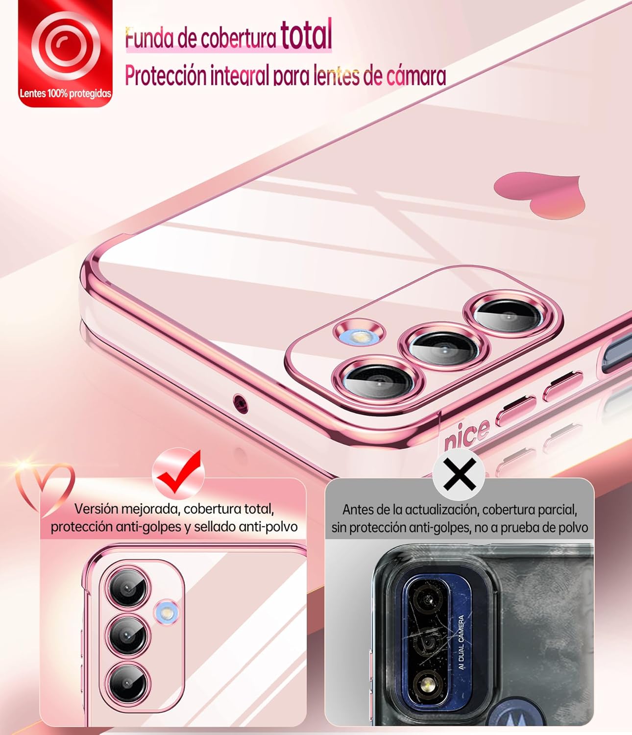 Thumbnail 1 de LeYi funda Galaxy A16 4G Rosa Corazón