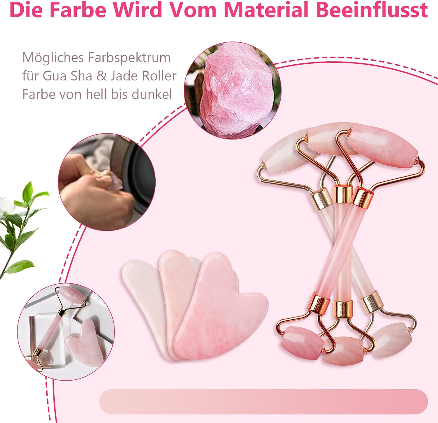 Thumbnail 5 de GUGUG Rosenquarz Roller und Gua Sha Set