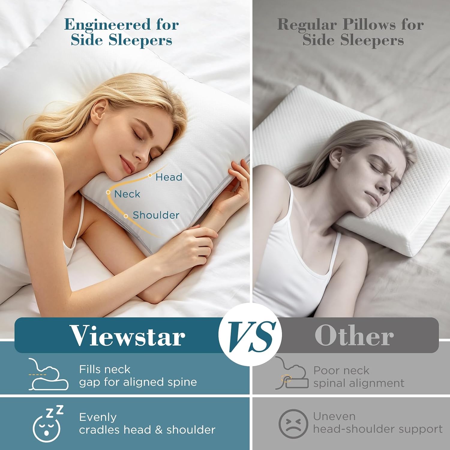 Thumbnail 1 de Viewstar Bed Pillows Queen Size Set of 2 – Firm Support Down Alternative Gusseted Pillows