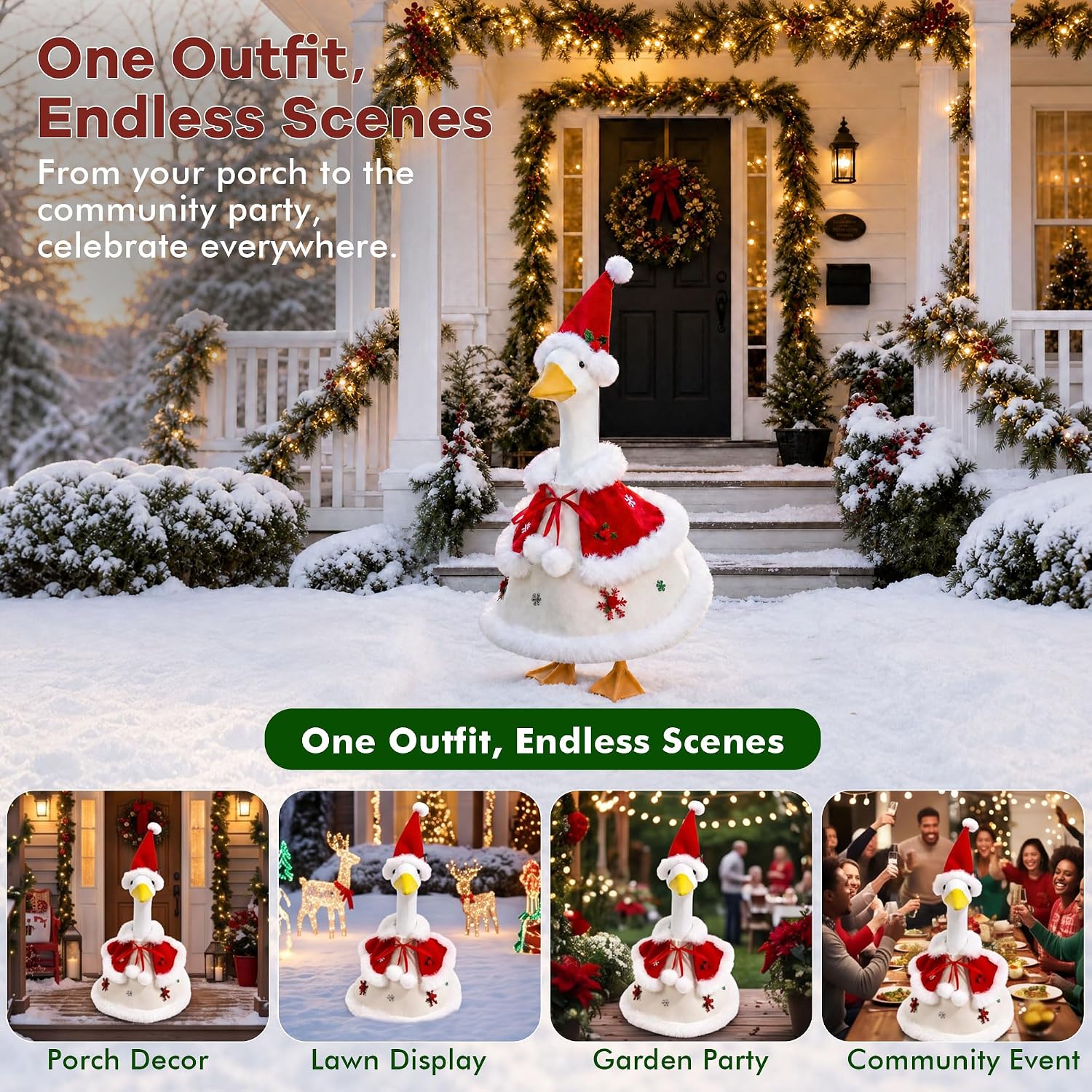 Thumbnail 6 de holoith HW0013A1 Christmas Porch Goose Outfit, 3-Piece Polyester Set