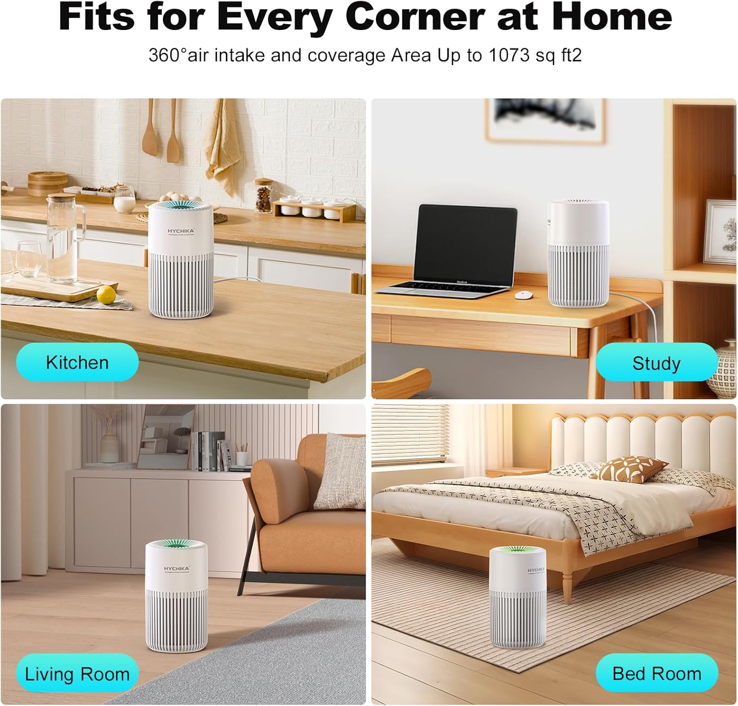Thumbnail 6 de HYCHIKA bedroom air purifier with HEPA filter, fragrance sponge and 3 speeds (quiet HEPA cleaner)
