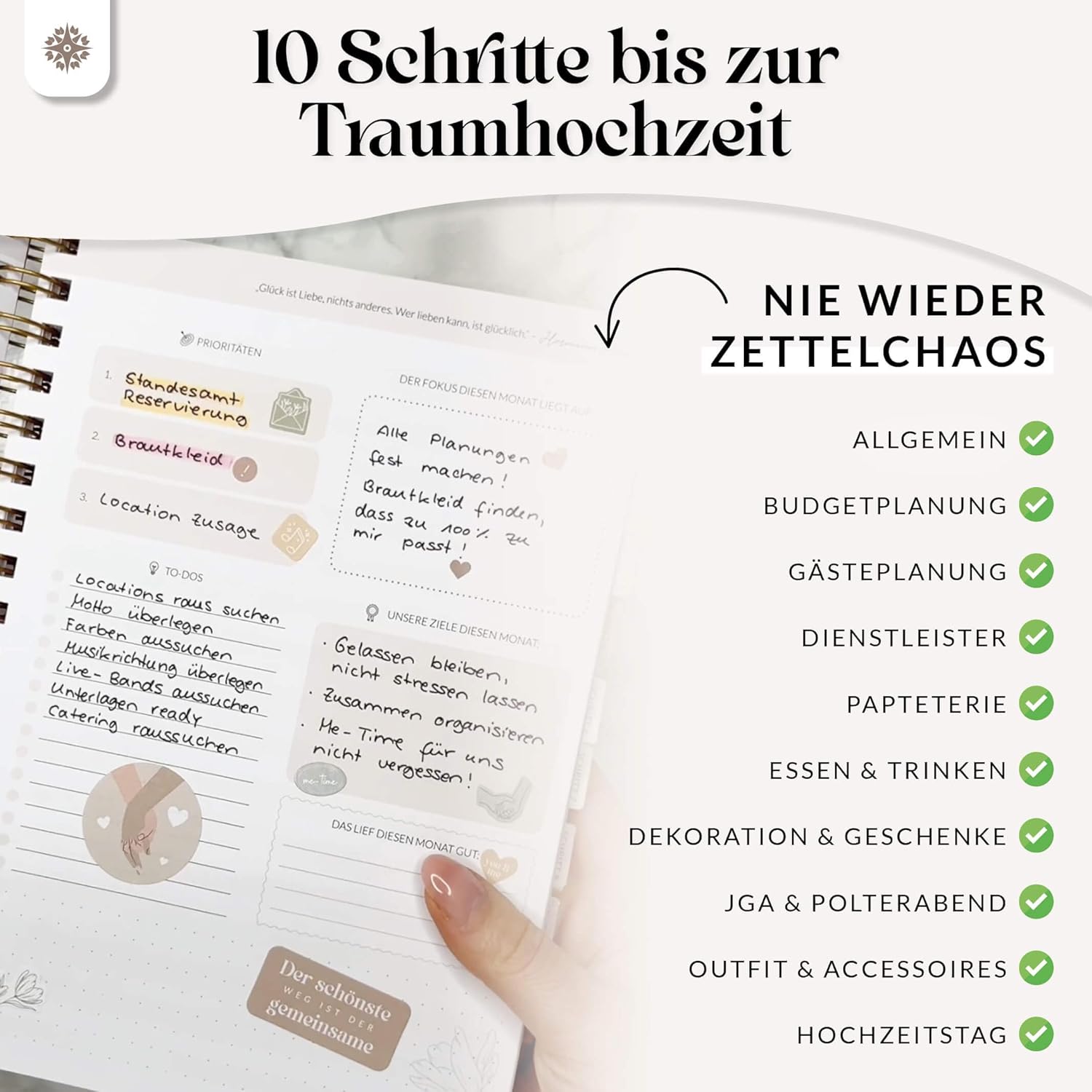 Detalle 2 de LEBENSKOMPASS Hochzeitsplaner A5+ mit 192 Seiten