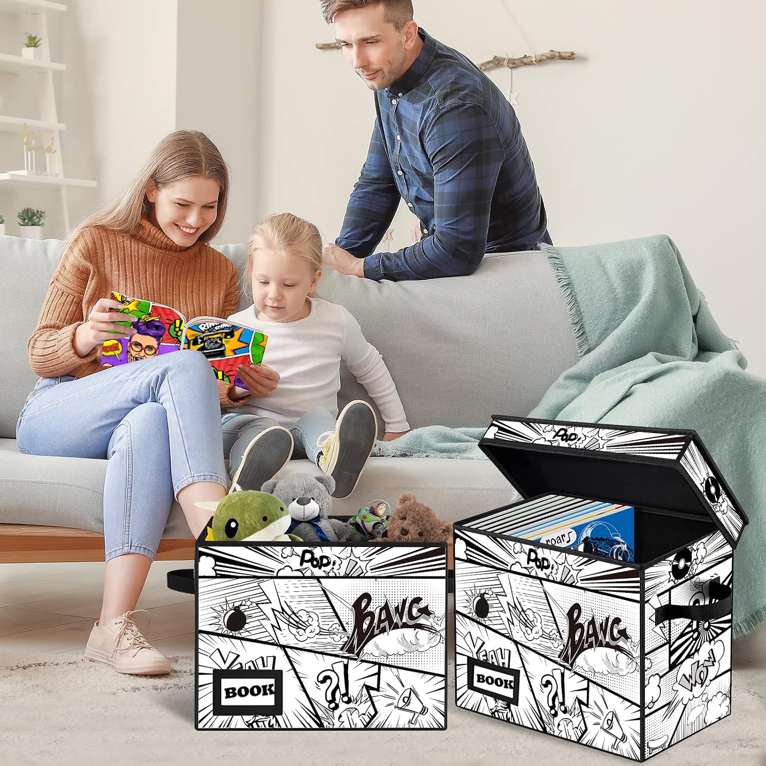 Detalle de YNSZAS Comic Book Storage Box, 15.8 x 7.8 x 11.8-Inch Collapsible Bin