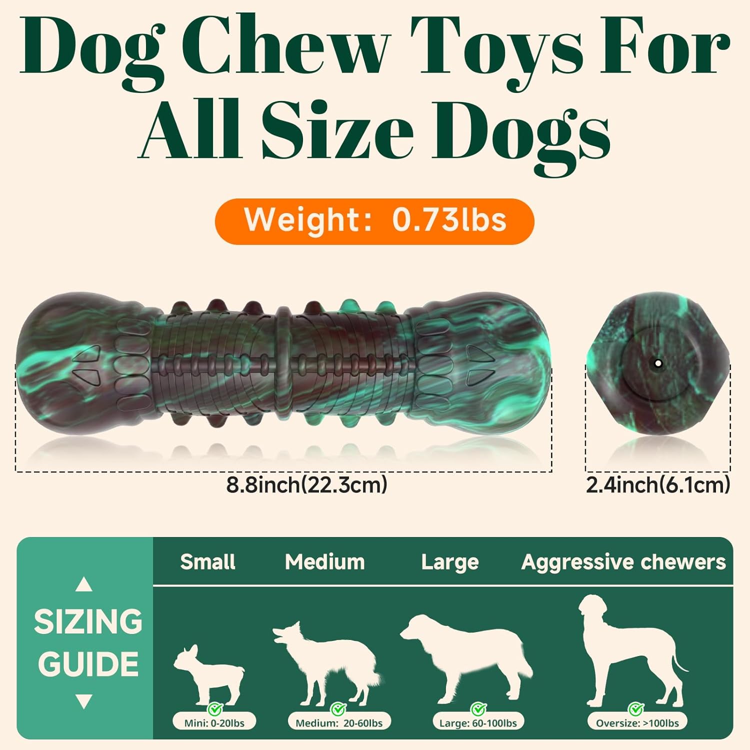 Thumbnail 4 de HETOO Indestructible Skull Chew Toy for Aggressive Chewers (Natural Rubber) – Squeaker, Tough Stick Style