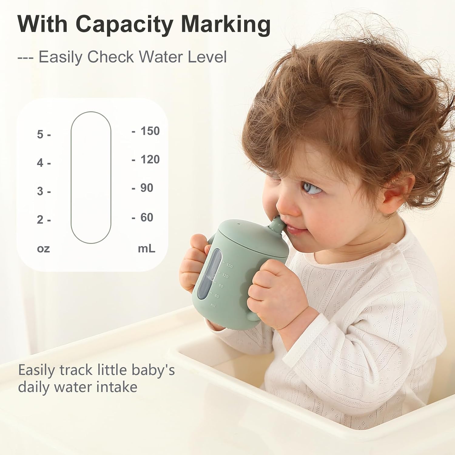 Detalle de Seposeve YSTSHSC051 Silicone Sippy Cups, 6 oz 2-Pack with Handles