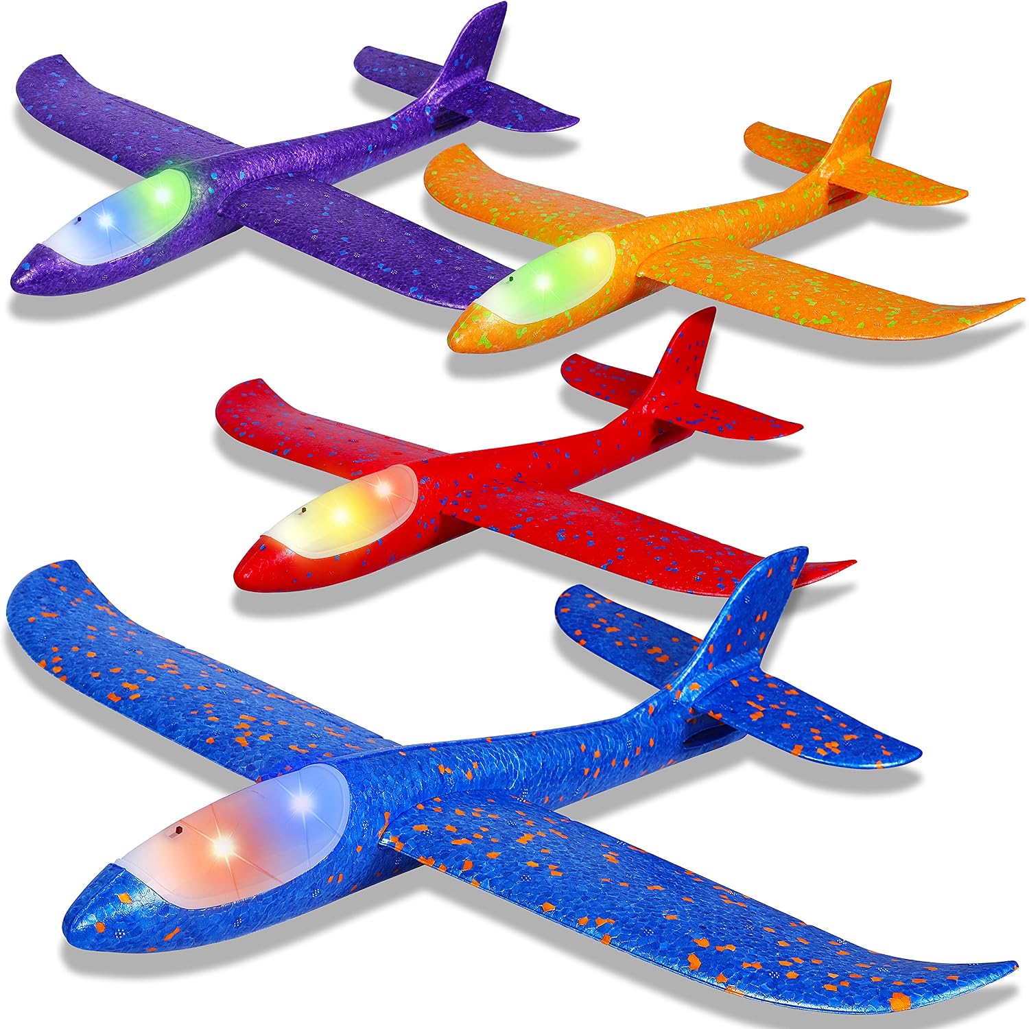 Detalle de CUKU 4-Pack LED Light Airplane Toys, 17.5-Inch Foam Gliders with Two Flight Modes