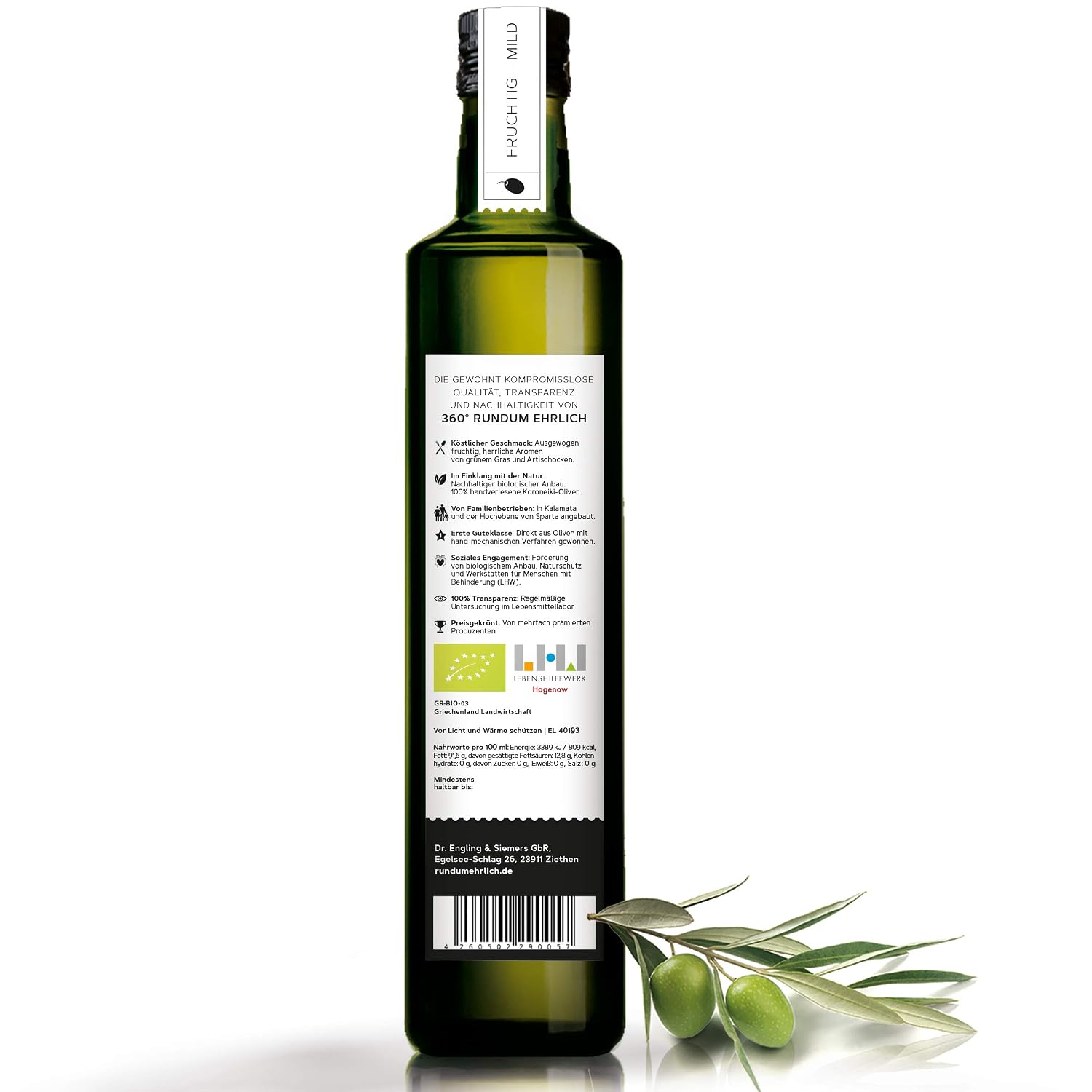 Detalle 2 de Bio Olivenöl Extra Nativ Kaltgepresst 500ml – Premium Griechisches Olivenöl aus Kalamata, 100% Koroneiki