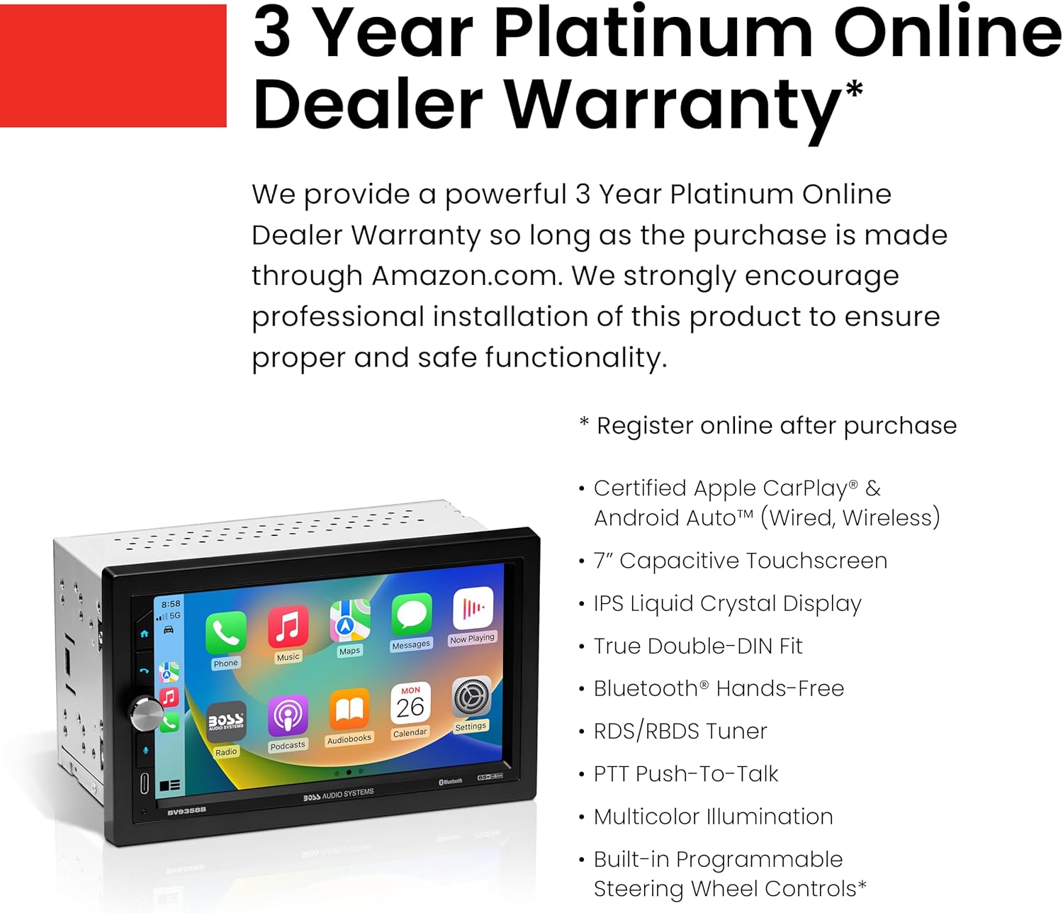 Thumbnail 1 de BOSS BV9358B 7 Inch Double Din Car Stereo 📻