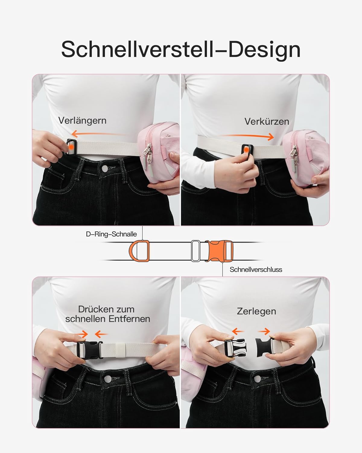 Thumbnail 3 de Inateck Sling Bag X-Mini (1,5 Liter) – Bauchtasche/Gürteltasche mit RFID-Schutz, rosa
