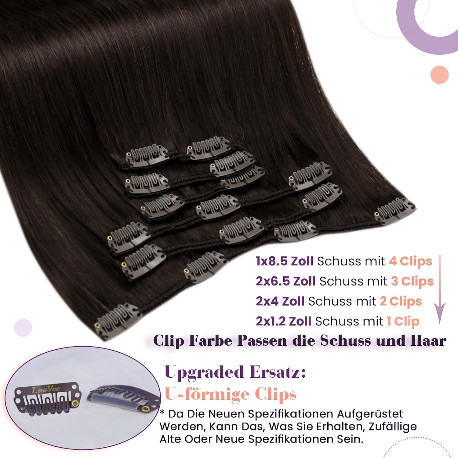 Detalle 2 de LaaVoo 60cm Clip-in Extensions Braun đâ