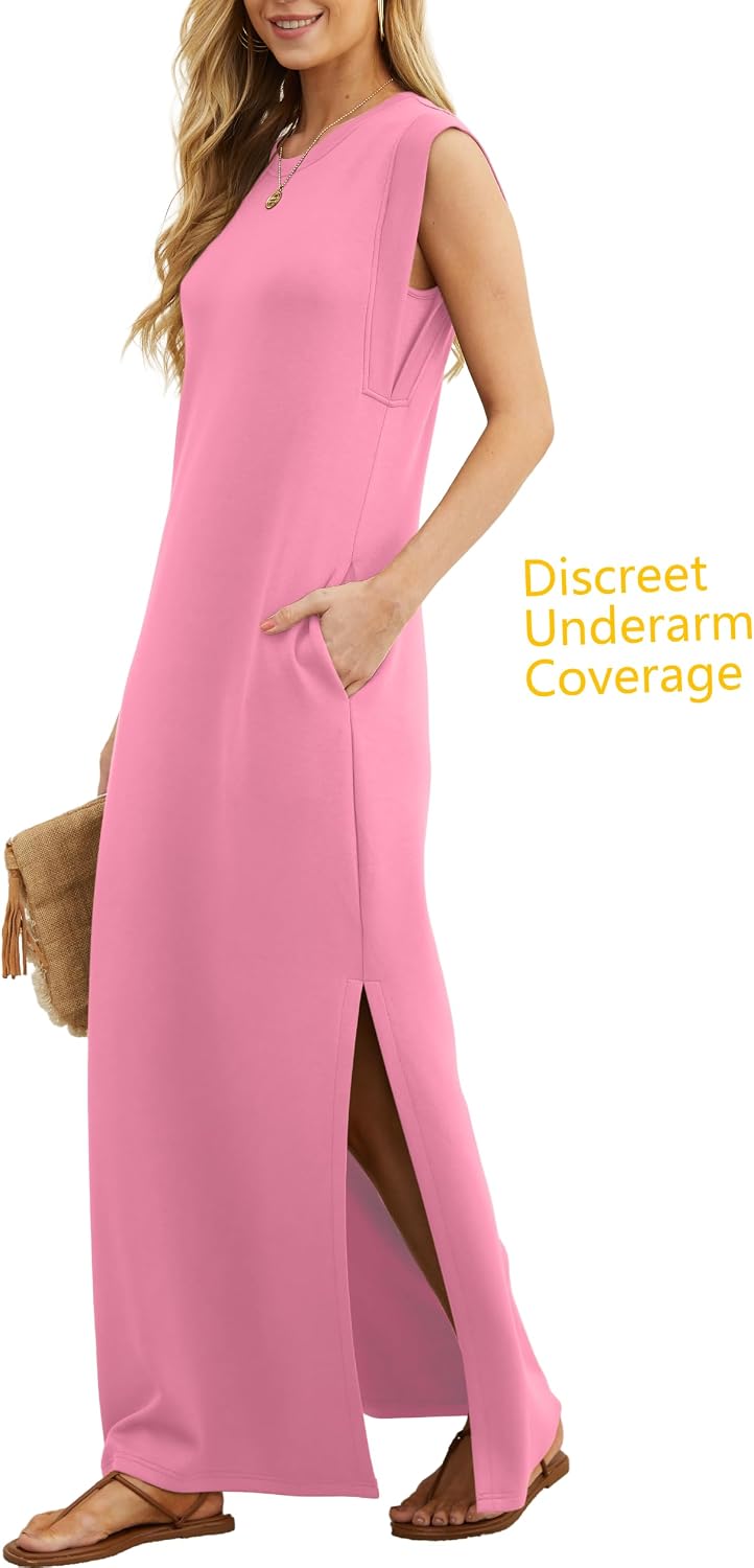 Detalle de GRECERELLE women’s summer maxi dress with pockets and side split