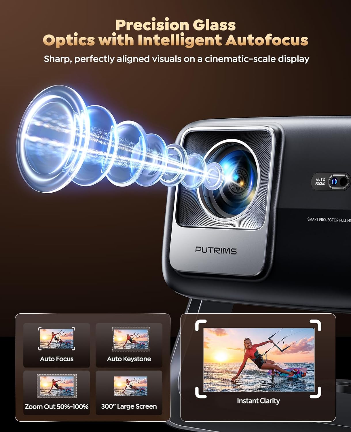 Detalle 2 de Smart 4K Projector with Google TV Built-in and 360° Stand