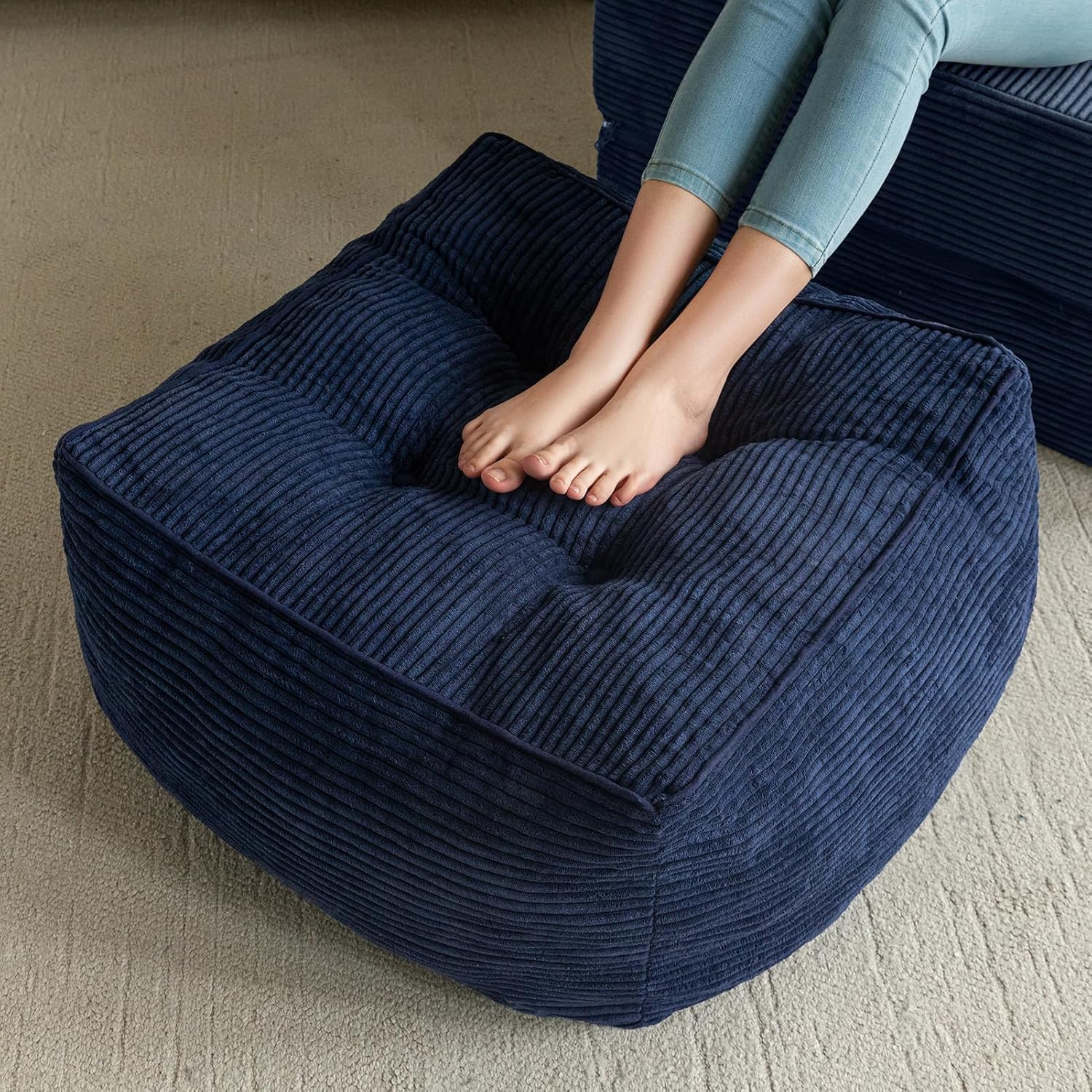 Thumbnail 6 de HIGOGOGO Square Pouf Ottoman 21 x 21