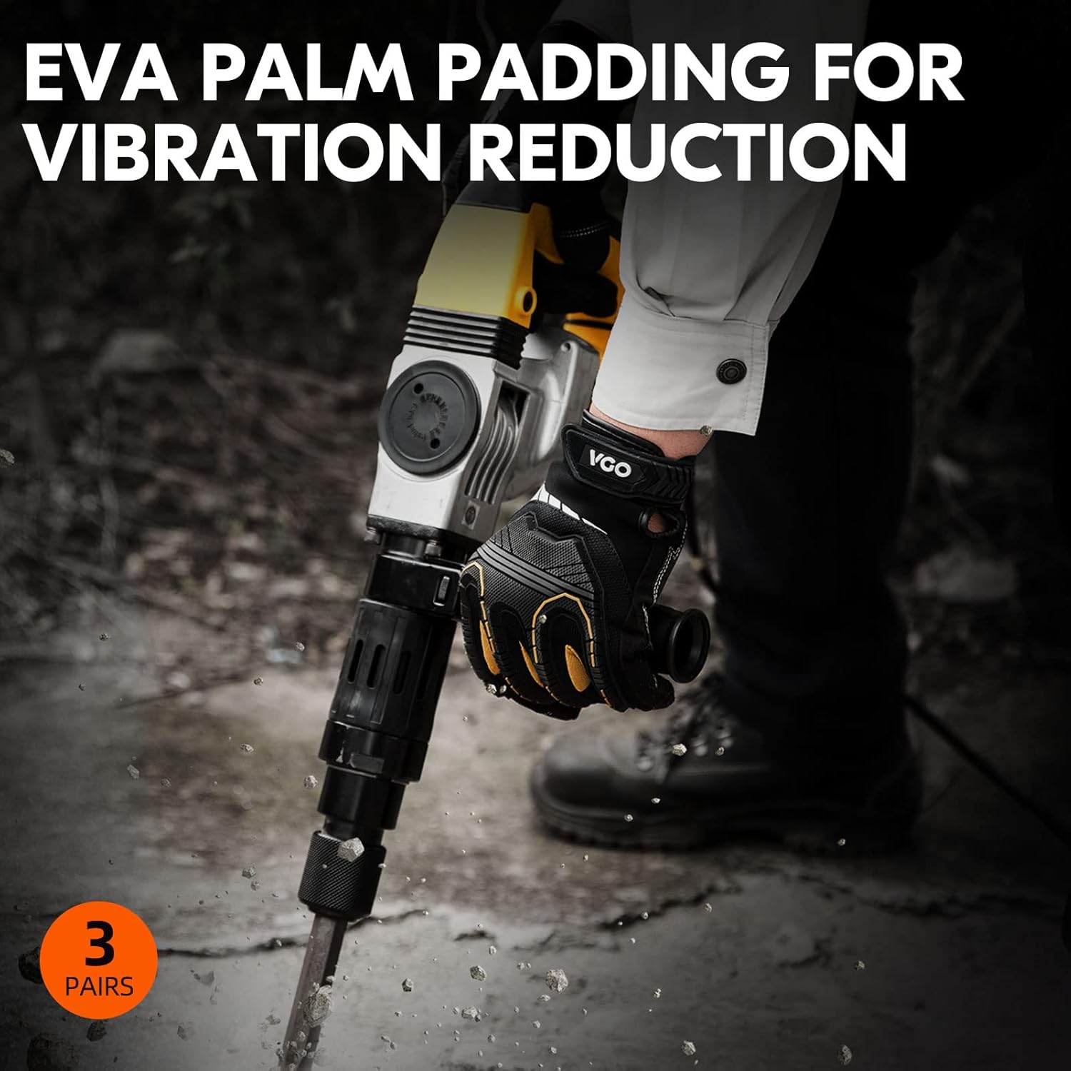 Thumbnail 4 de Vgo Safety Work Gloves Touchscreen, Anti Impact Heavy Duty (3 pairs) ⌚