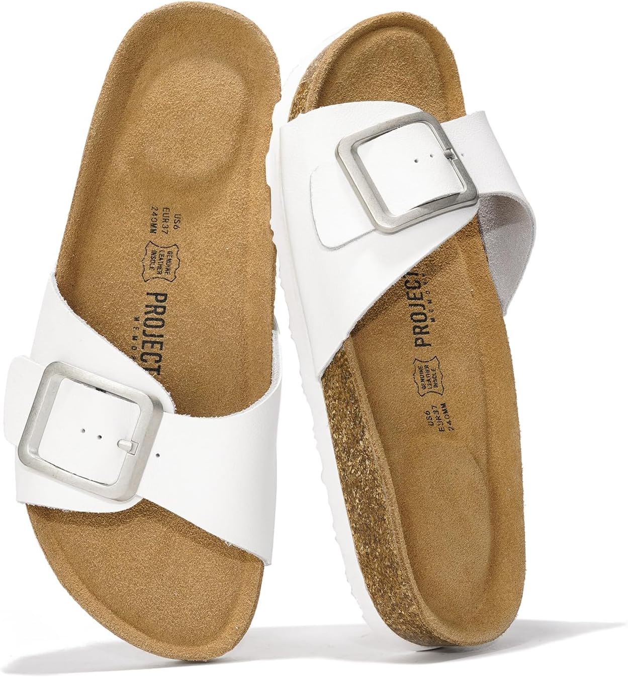 Detalle de Project Cloud 100% Genuine Leather Slide Sandals for Women with Memory Foam Insole