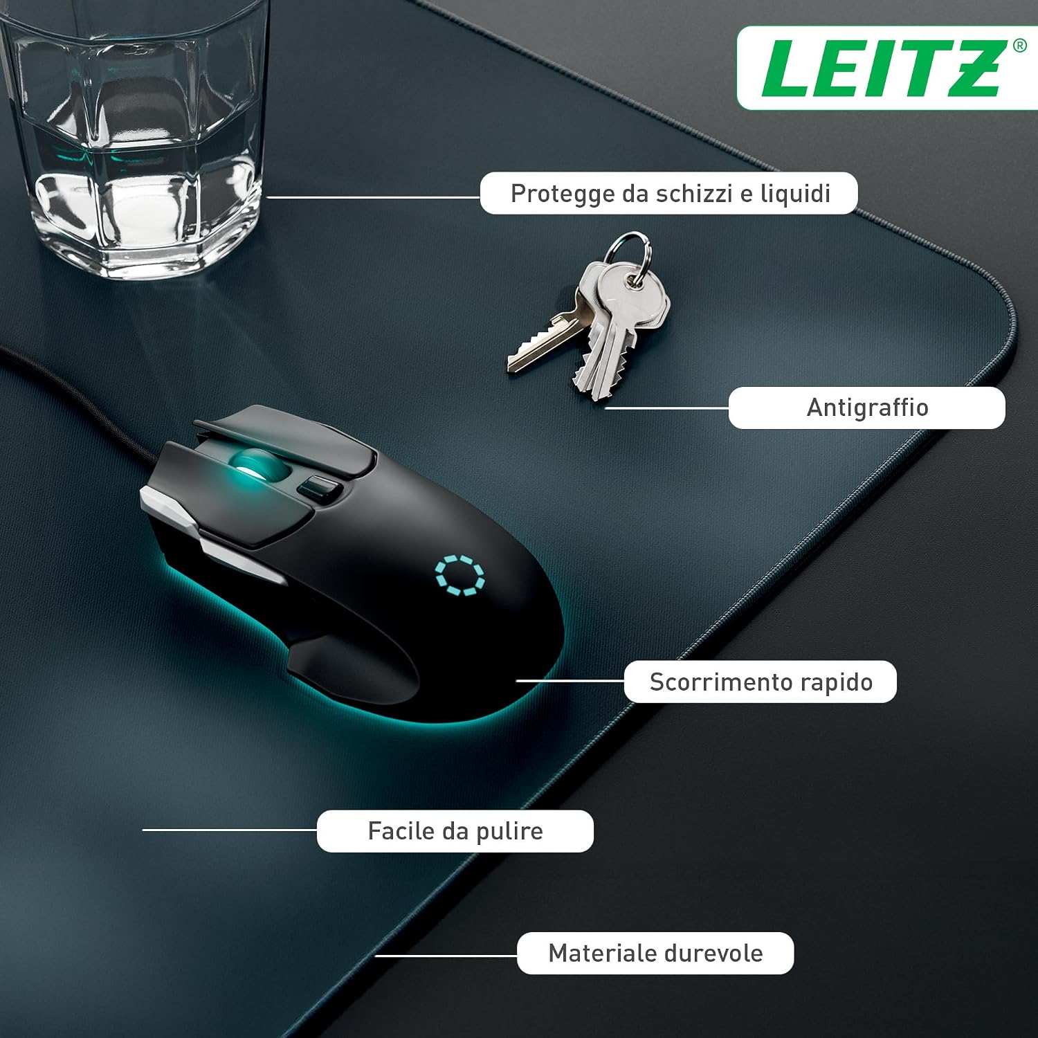 Thumbnail 1 de Leitz Tappetino mouse da Gaming Extra Large – Protezione Antiscivolo 100 x 40 cm, Grigio Velluto