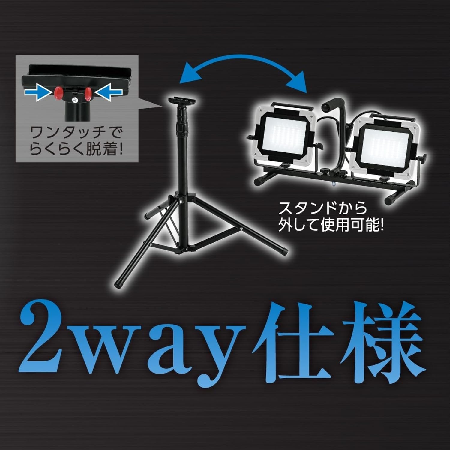 Detalle 2 de 高儀 WLT-030LWA EARTH MAN スタンド式LEDワークライト 2灯式・IP65