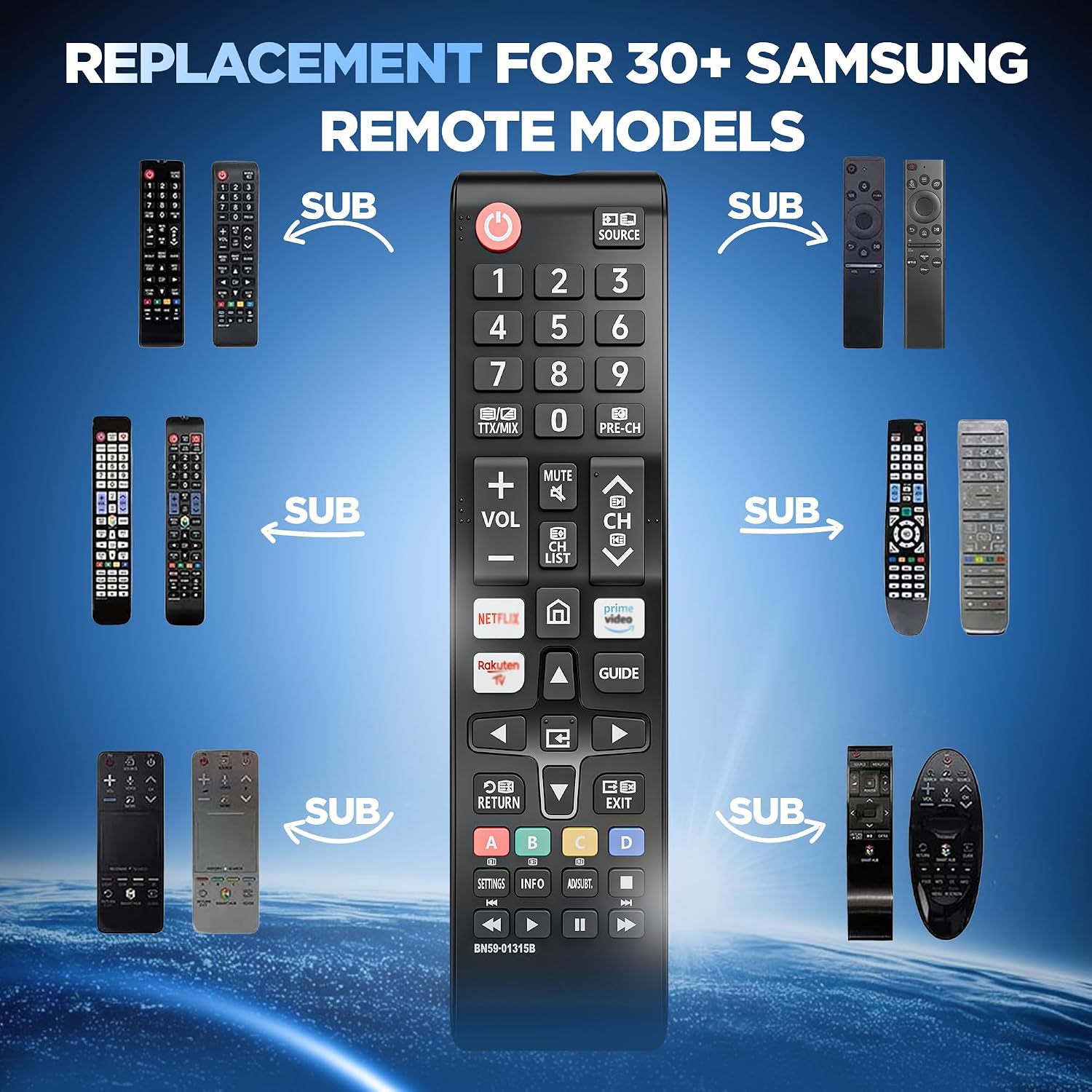 Detalle 2 de Smart Samsung Universal TV Remote with Netflix, Prime Video & Rakuten Buttons
