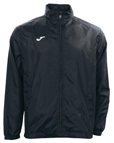 Joma Iris, chaqueta impermeable y cortaviento infantil negra con capucha, 2XL