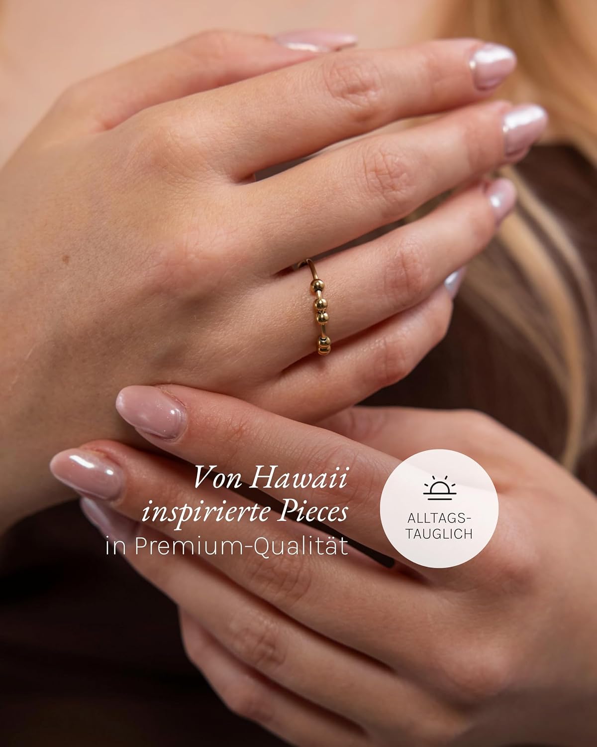 Thumbnail 2 de Purelei Shade Anxiety Ring (Gold) – Verstellbarer Fidget-Ring aus Edelstahl