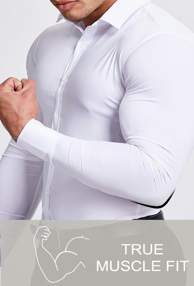 Thumbnail 2 de EOUOSS Men's Muscle Fit Dress Shirt