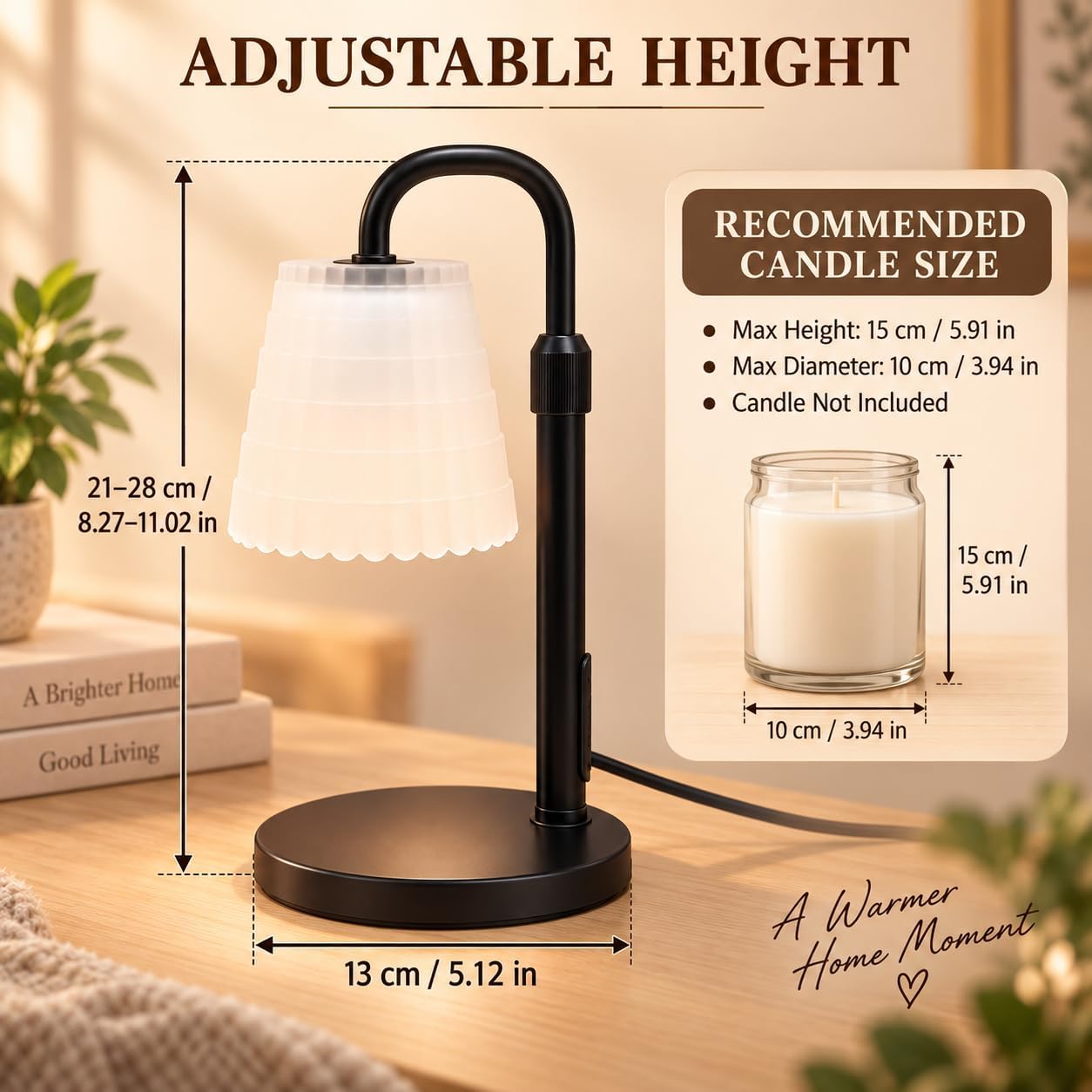 Detalle 2 de JIMEI C05D3-1-070000 Candle Warmer Lamp, Black Metal with Timer