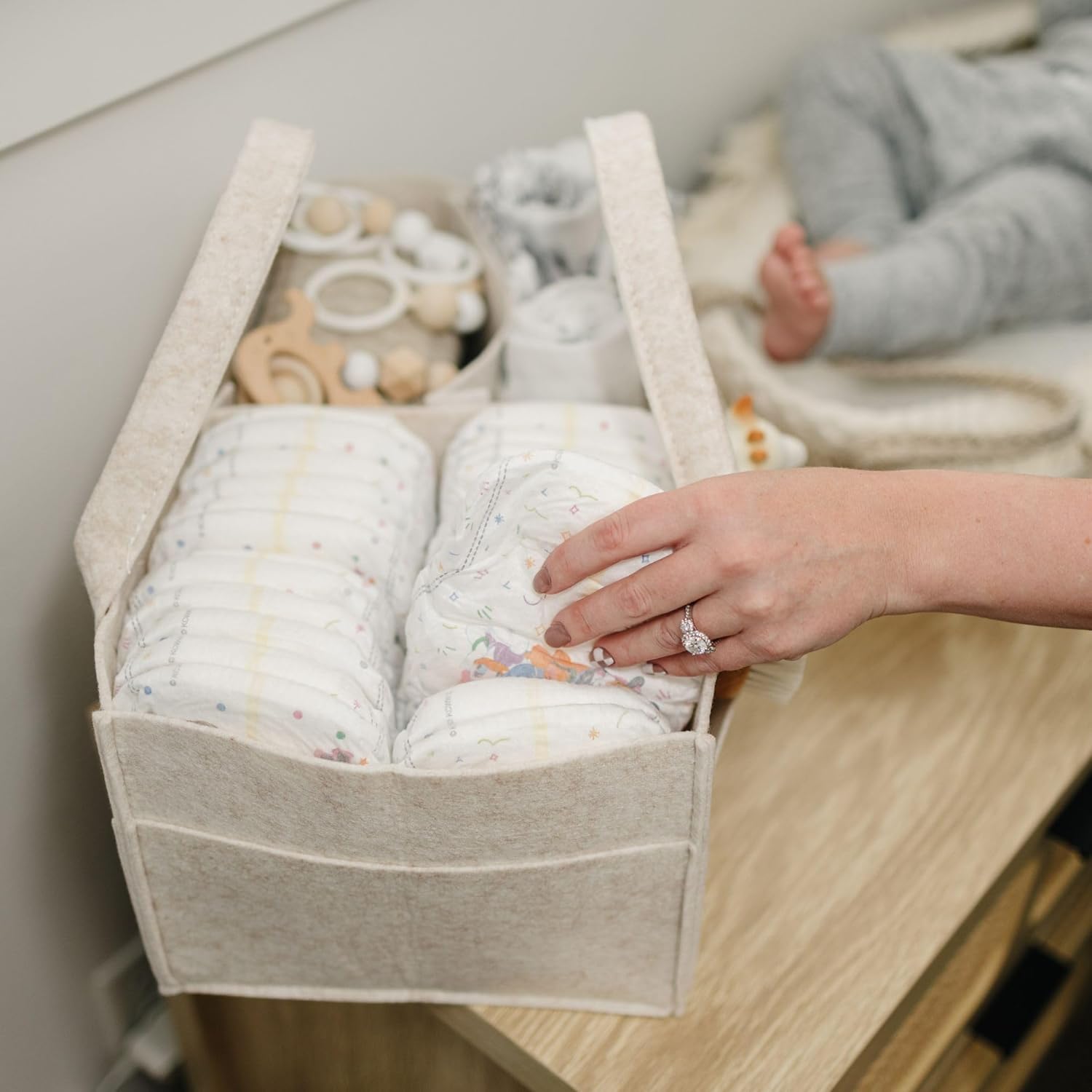 Thumbnail 3 de PUTSKA Windelkorb Organizer – Windelkorb fürs Kinderzimmer, stilvoller Aufbewahrungskorb für Wickelstationen