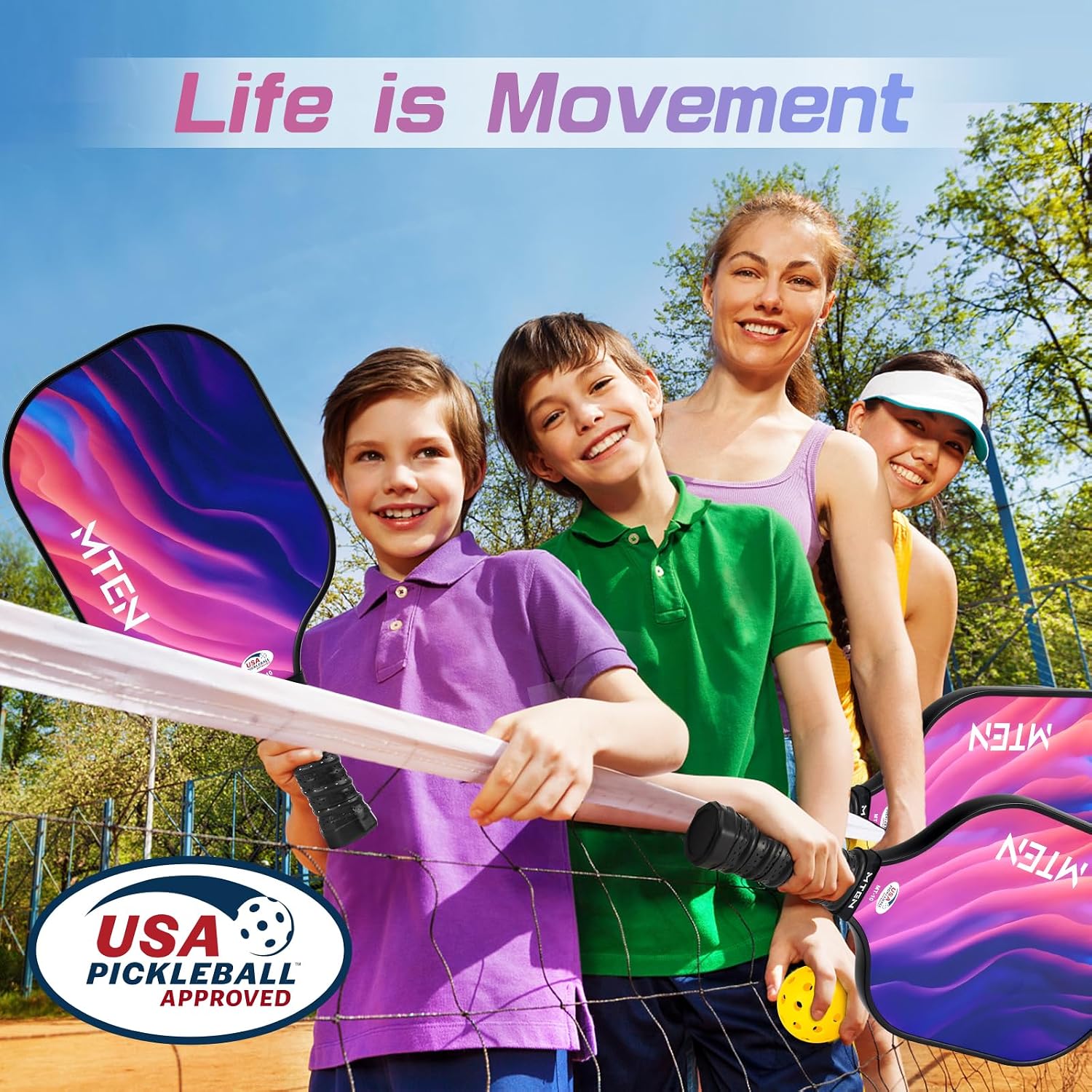 Thumbnail 1 de MTEN Fiberglass Pickleball Paddle Set, 2 Paddles with Honeycomb Core