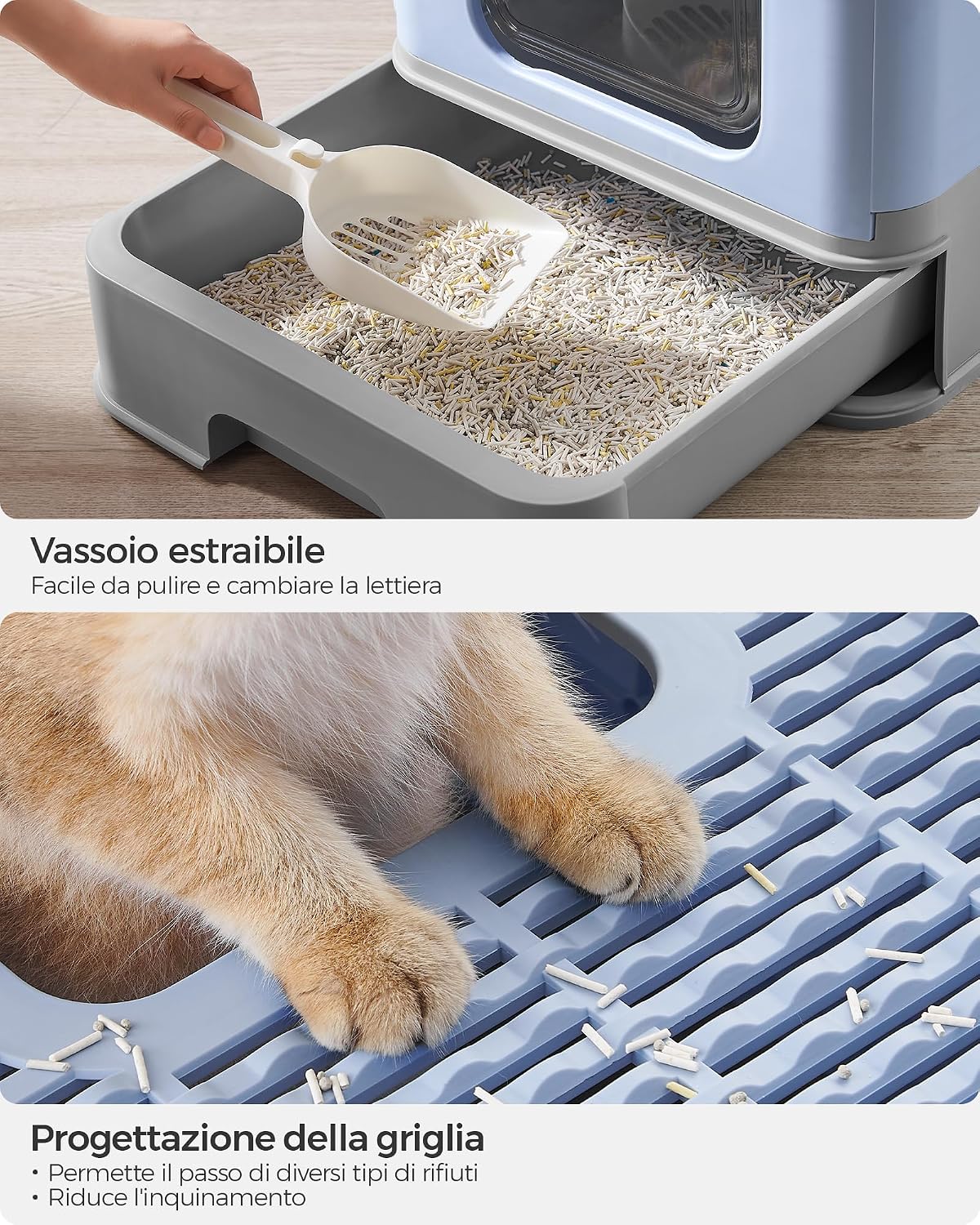 Detalle de Feandrea Lettiera nascosta blu, vassoio 15 kg