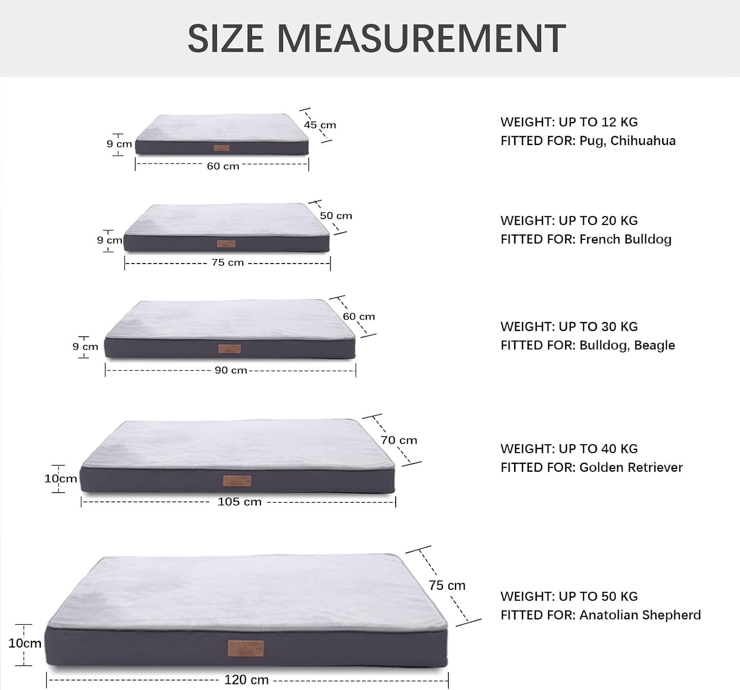 Thumbnail 5 de Jaspuriea Small Orthopedic Dog Bed with Waterproof Cover – 60x45x9cm