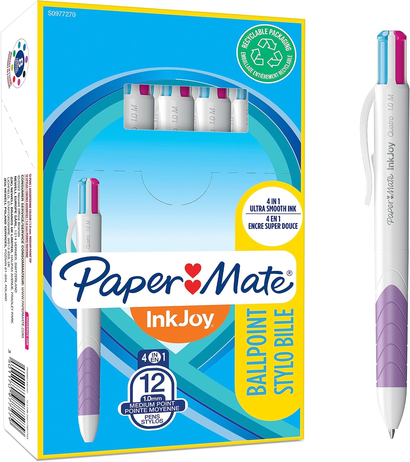Thumbnail 6 de Paper Mate InkJoy Quatro stylo bille 1,0 mm – lot de 12 📏