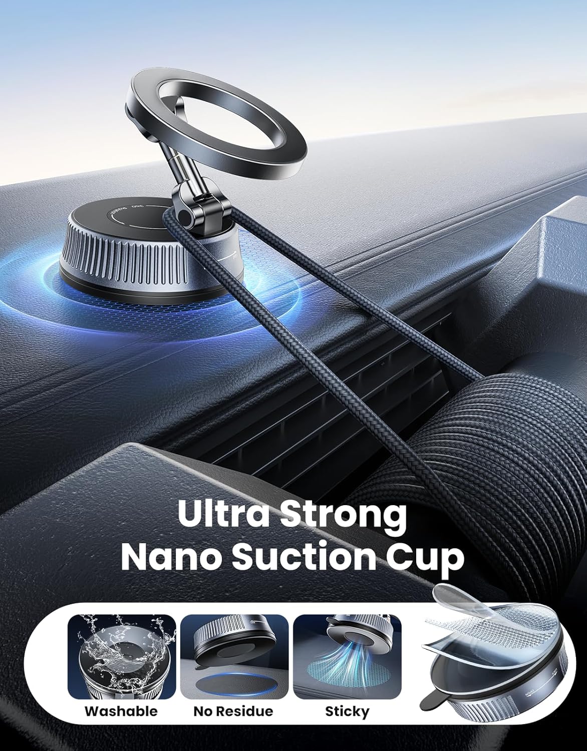 Detalle de EOIWUY Vacuum Magnetic Car Phone Holder 360°